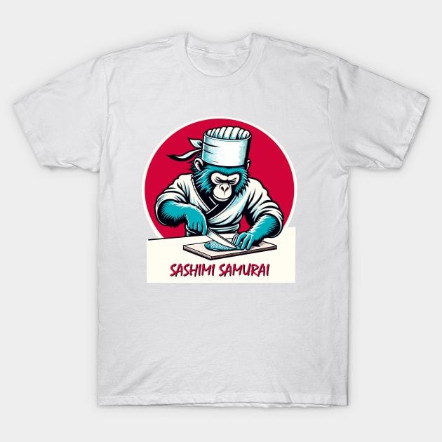 Sushi Master Monkey - Retro Japanese Chef Cartoon T-Shirt by TimeWarpWildlife